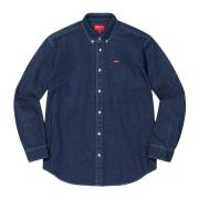 Fw22 Small Box Denim Shirt Limited Edition Supreme , Blue , Heren