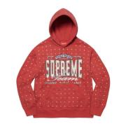 Beperkte Oplage Rhinestone Hoodie Burnt Rood Supreme , Red , Heren