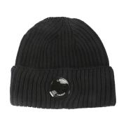 Merino Wool Lens Beanie Hat C.p. Company , Blue , Heren