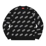 Omkeerbare Katoenen Crewneck Sweater Supreme , Black , Heren