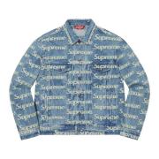 Retro Frayed Logo Denim Jacket Supreme , Blue , Heren