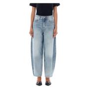 Lichtblauwe Vintage Balloon Denim Jeans Ganni , Blue , Dames