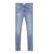 Blauwe Slim Fit Elastische Denim Jeans Calvin Klein , Blue , Heren