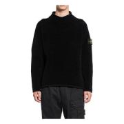 Zwarte Mock Neck Raglan Mouw Sweater Stone Island , Black , Heren