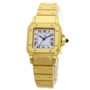 Pre-owned Yellow Gold watches Cartier Vintage , White , Dames