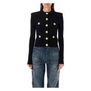 Zwart Gebreid Vest Gouden Knopen Balmain , Black , Dames