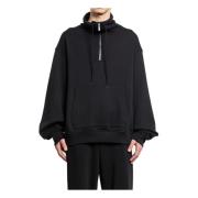 Zwarte Trechterhals Rits Hoodie Helmut Lang , Black , Heren