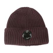 Merino Wool Lens Beanie Hat C.p. Company , Purple , Heren