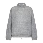 Gebreide Mohair Wolmix Trui Brunello Cucinelli , Gray , Dames