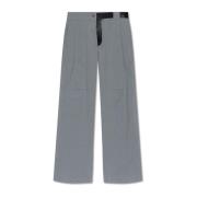 Broek met leren inzetstuk Salvatore Ferragamo , Gray , Dames