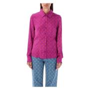 Maanprint Flou Blouse Paarse Shirt Marine Serre , Pink , Dames