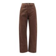 Bruine katoenen broek met knoopsluiting Lemaire , Brown , Dames