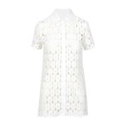 Witte Katoenen Macrame Puntkraag Blouse Erika Cavallini , White , Dame...