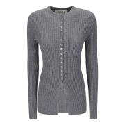 Geribbelde Lang Vest Róhe , Gray , Dames