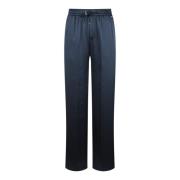 Satin Wide Leg Trousers Herno , Blue , Dames