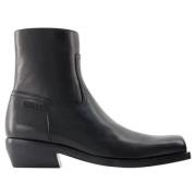 Leather boots Versace , Black , Heren