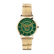 Essential Goud Groen Quartz Horloge Versace , Yellow , Dames