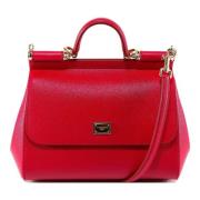 Rode Leren Handtas Klepsluiting Dolce & Gabbana , Red , Dames