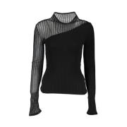 Elegante Crew Neck Sweater met Contrastdetails Patrizia Pepe , Black ,...