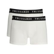 Katoenen Boxershorts met Logo Print Trussardi , White , Heren