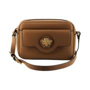 Bruine Kalfsleren Camera Schoudertas Versace , Brown , Dames