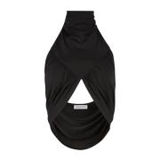 Zwarte Gedrapeerde Haltertop Nina Ricci , Black , Dames