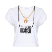 Camera Print Wit T-shirt Paco Rabanne , White , Dames