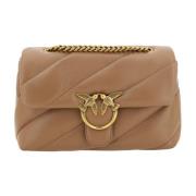 Elegant Quilted Leather Shoulder Bag Pinko , Brown , Dames