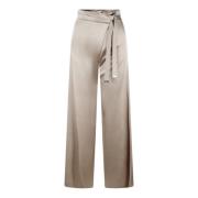 Satin Wide Leg Wrap Broek Herno , Beige , Dames