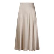 Vloeibare Satijnen Midi Rok Herno , Beige , Dames