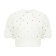 Wit Goud Polka Dot Crop Top Nina Ricci , White , Dames