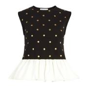 Zwart Polka Dot Peplum Top Nina Ricci , Black , Dames