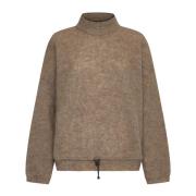 Ribgebreide Mohair Wol Trui Brunello Cucinelli , Brown , Dames