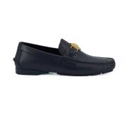 Navy Blauw Kalfsleer Loafers Versace , Blue , Heren