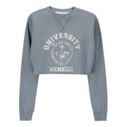 Cropped Sweatshirt met Front Print Golden Goose , Blue , Dames