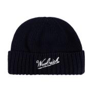 Wollen muts met logo Woolrich , Blue , Dames