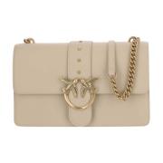 Love Birds Leren Tas met Diamanten Gesp Pinko , Beige , Dames