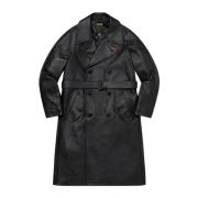 Zwarte Leren Trenchcoat Beperkte Oplage Supreme , Black , Heren