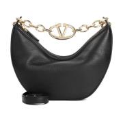 V Logo Gate Leren Top Handtas Valentino Garavani , Black , Dames