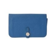 Pre-owned Leather wallets Hermès Vintage , Blue , Dames