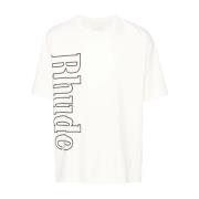 Wit Logo Print Katoenen T-shirt Rhude , White , Heren