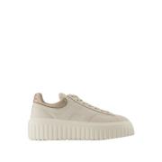 Strepen Leren Sneakers - Beige Hogan , Beige , Dames