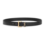 Zwarte leren riem Saint Laurent , Black , Heren