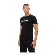 Slim Fit Logo Print T-Shirt Emporio Armani , Black , Heren