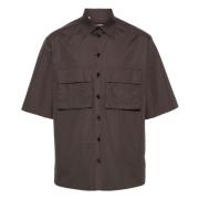 Hawaii Shirt Bruin Katoen Poplin Dolce & Gabbana , Brown , Heren