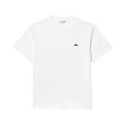 Basis Katoenen T-Shirt - Wit Lacoste , White , Heren