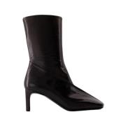 Zwarte Leren Enkellaarzen Jil Sander , Black , Dames