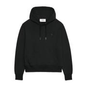 Geborduurd Logo Hoodie Zwart Katoen Ami Paris , Black , Heren