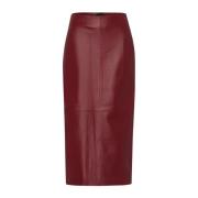 Midi Leren Rok met Split IVY OAK , Red , Dames