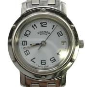 Pre-owned Stainless Steel watches Hermès Vintage , White , Dames